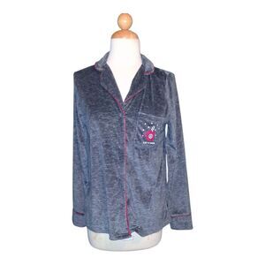 Life Is Good Fleece Women’s Pajama Sleep Shirt Top Grey Coffee Let It Snow